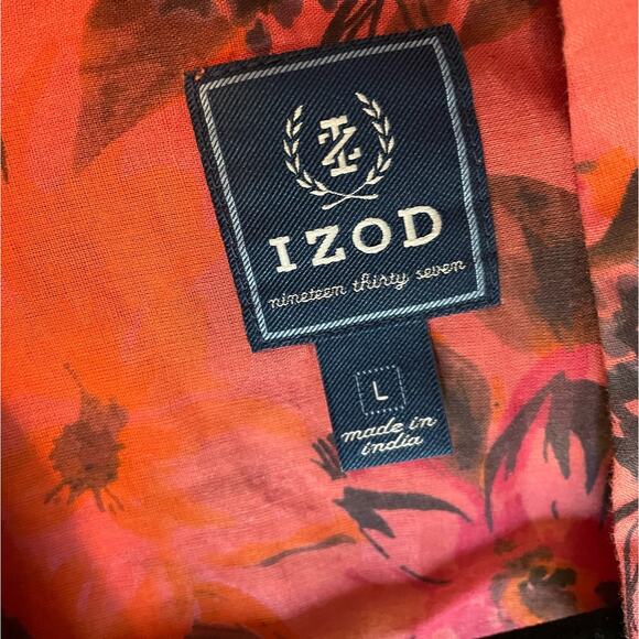 IZOD Vintage Peachy Floral Semi-Sheer Button Up Blouse Large - Picture 4 of 5